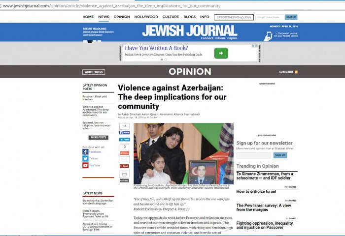 Jewish Journal publishes article on recent  Armenian provocations